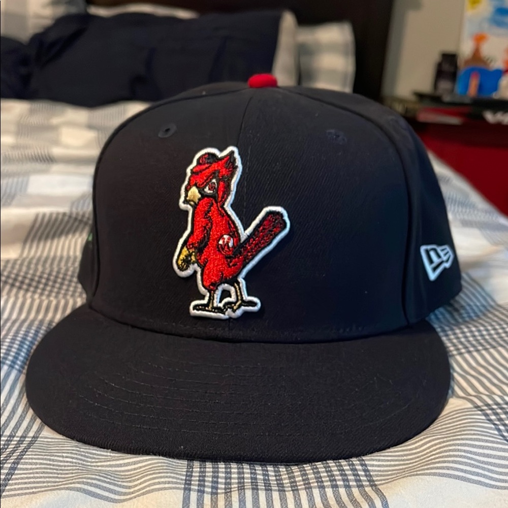 New Era Dark Blue Cap with Vibrant Red Bird Emblem